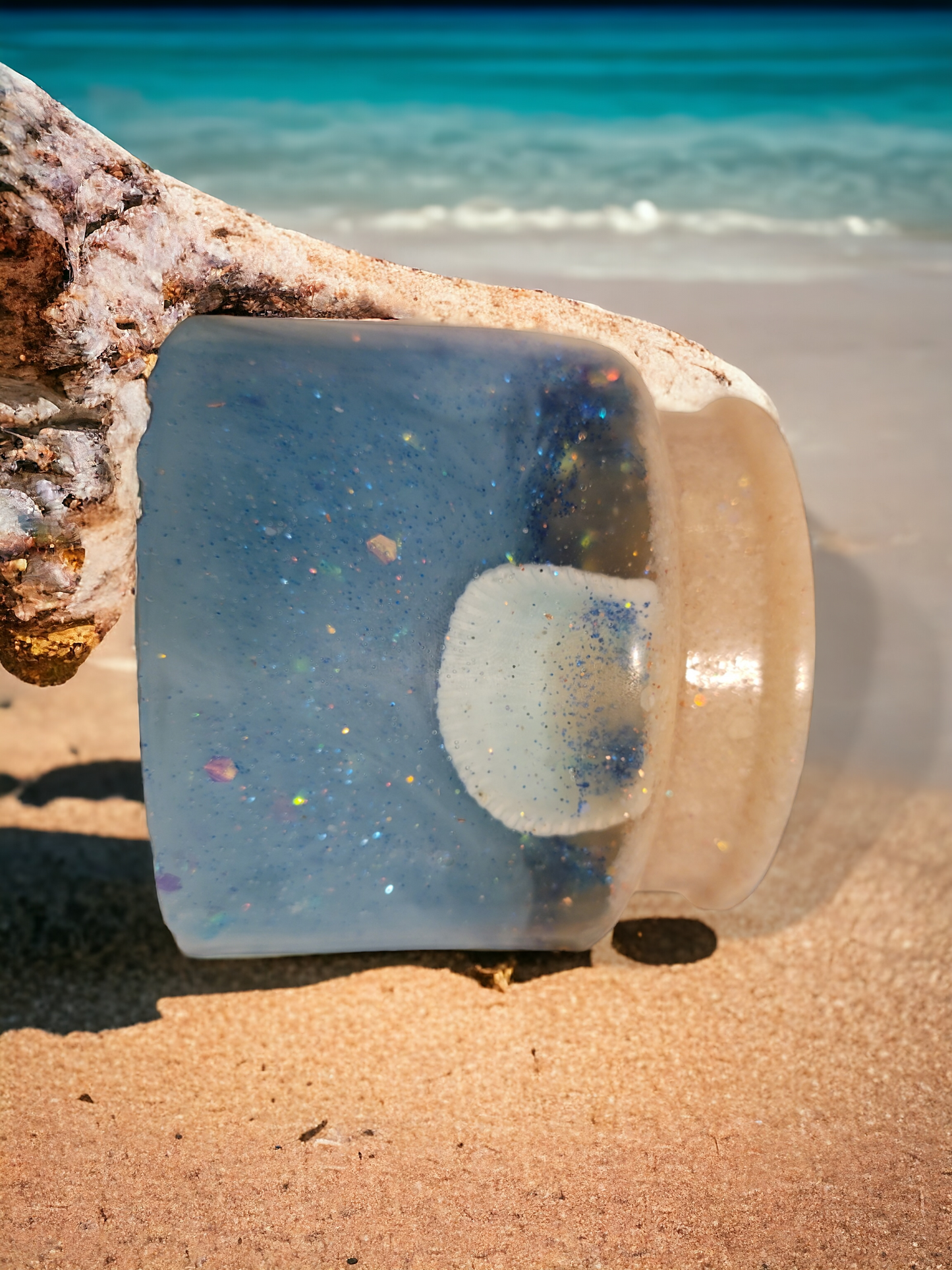 Resin candle jars with hand poured candle inside jar