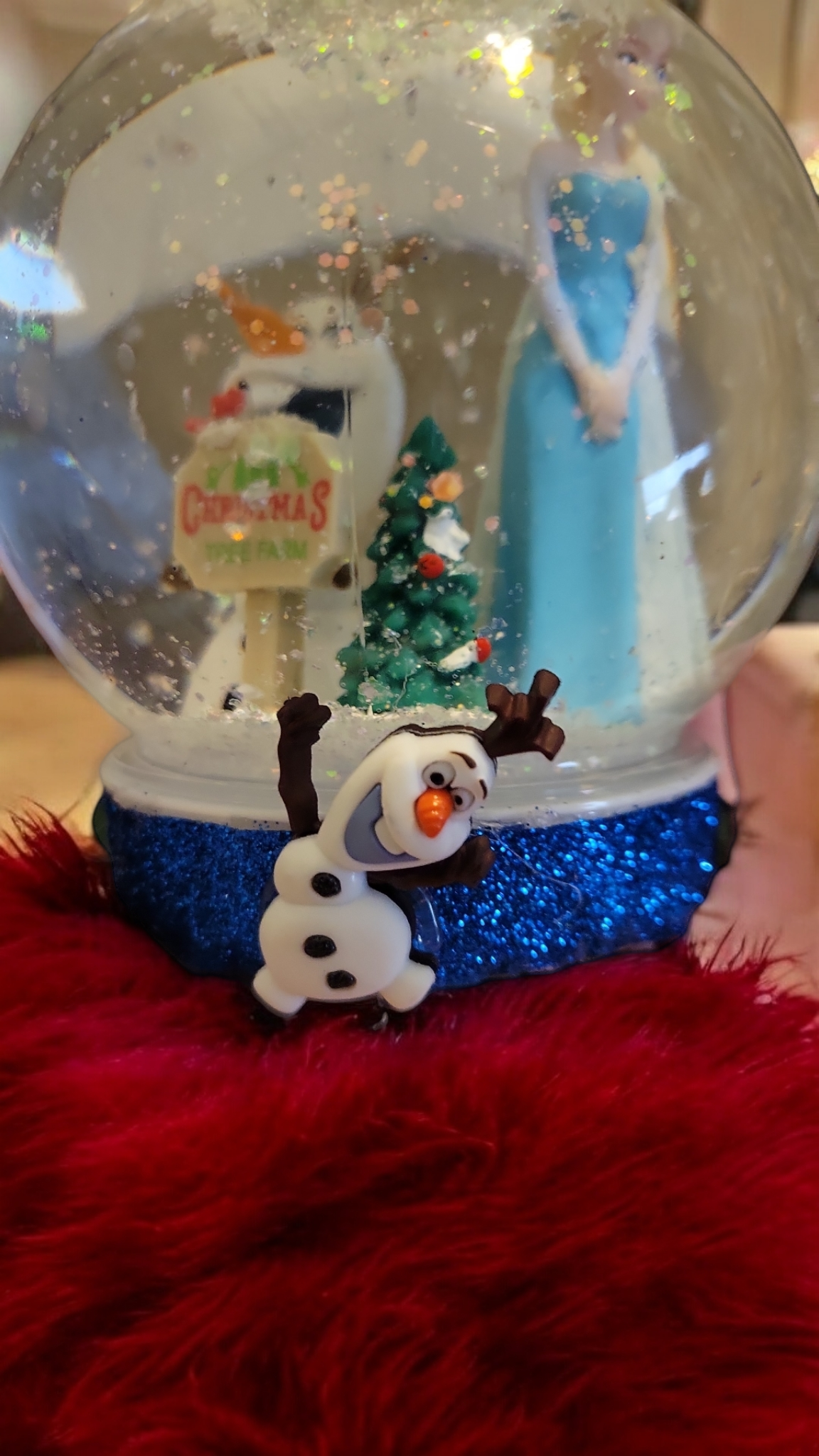 Frozen christmas snow globe