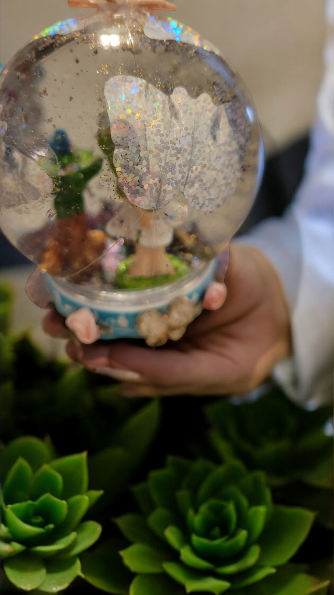 Handmade fairy garden snow globe