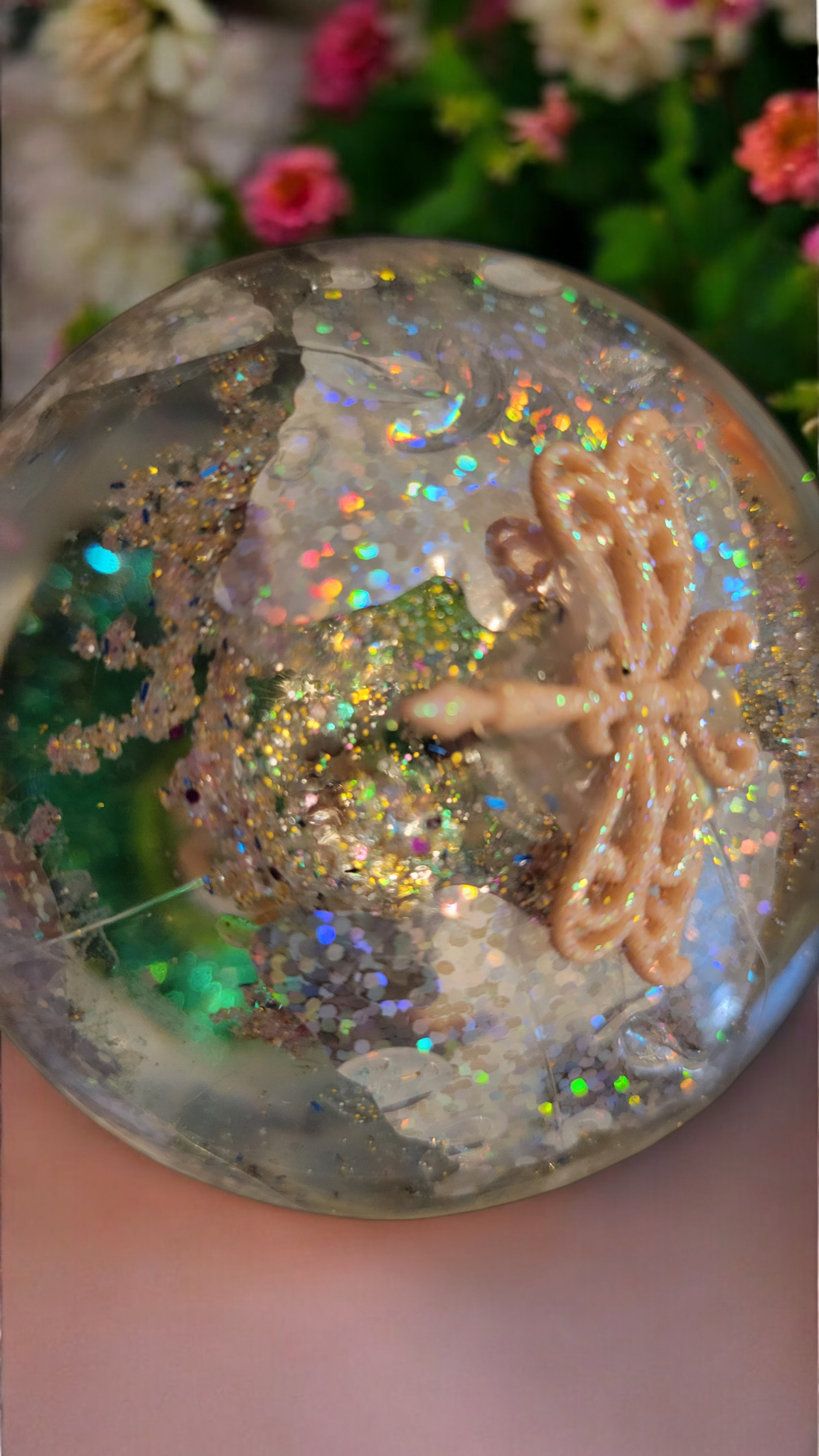 Handmade fairy garden snow globe